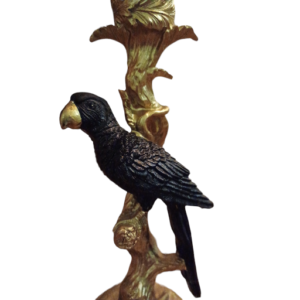 Vogelkandelaar-Zwart/Goud- 8x10x25 cm